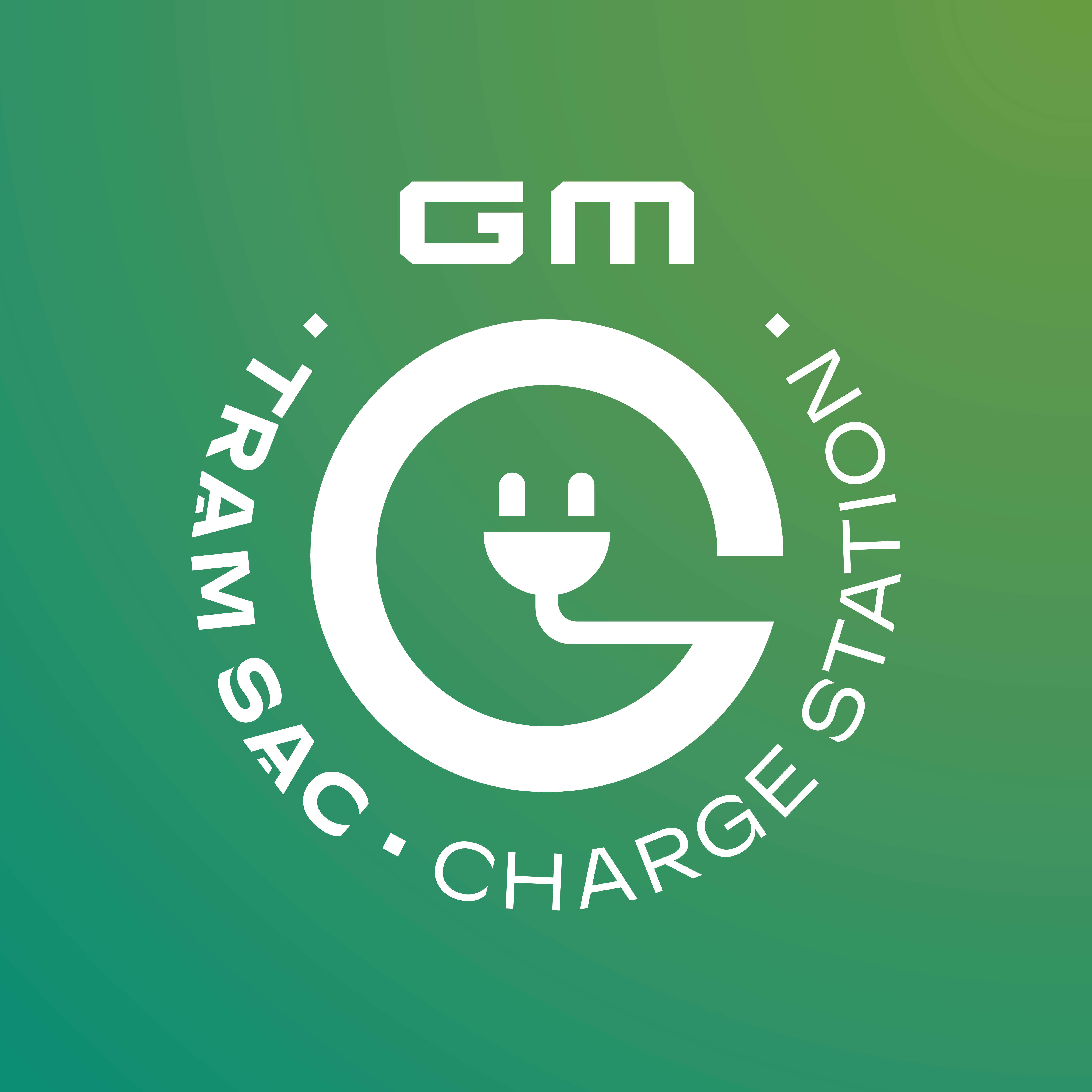 Logo GM Charge Giác Minh trên nền xanh thương hiệu